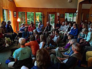 Gathering at annual Meditation, Nature, and Community retreat on Orcas Island